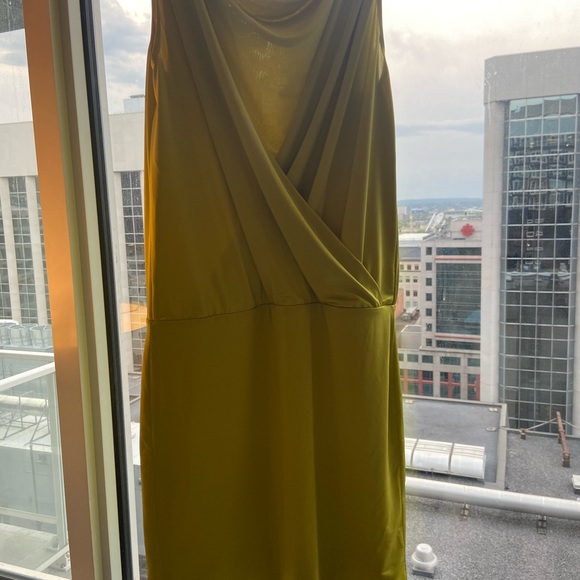 NWT Eclipse -Goldish lime green, silky dresss - Picture 3 of 3